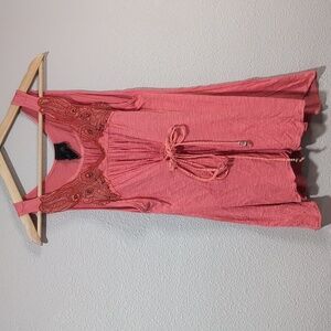 Women's coral XS Free People beaded‎ flowy tank top sleevless